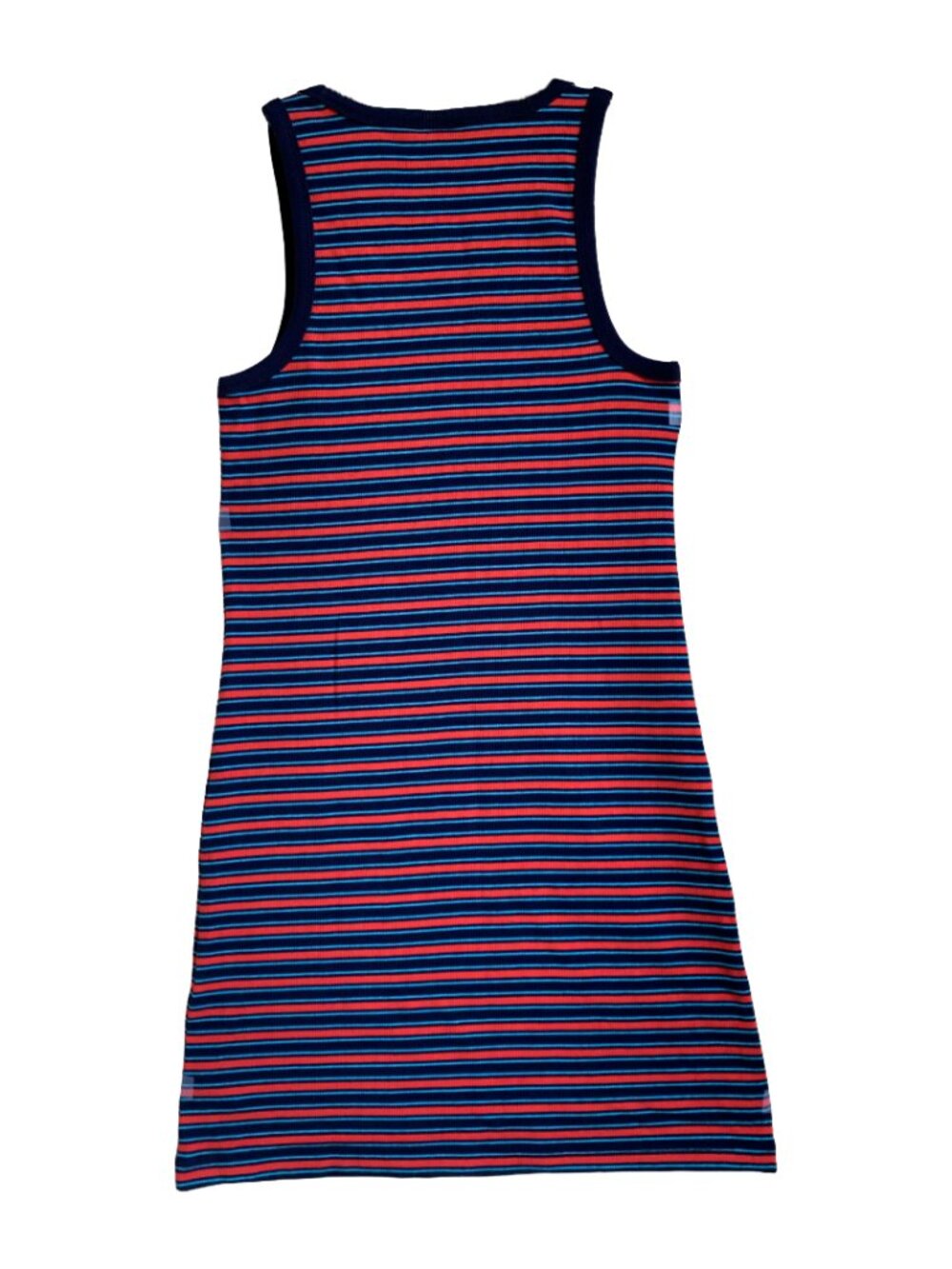 NWOT GAP Navy Blue & Red Stripe Rib Knit Mini Sleeveless Tank Dress Sz L - Picture 6 of 7